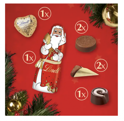 Lindt 1001 Weihnachts-Traum Adventskalender 2024 Адвент календарь "1001 ночь" с 24 сладкими сюрпризами, 48см × 36см, 281грамм  