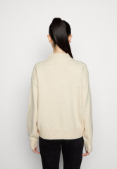 Tommy Hilfiger PUFF SLEEVE MOCK-NECK SWEATER Jumper heathered oatmilk СВИТЕР С ПЛОСКИМ РУКАВОМ И ВЫРЕЗОМ Джемперы овсяное молоко