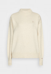Tommy Hilfiger PUFF SLEEVE MOCK-NECK SWEATER Jumper heathered oatmilk СВИТЕР С ПЛОСКИМ РУКАВОМ И ВЫРЕЗОМ Джемперы овсяное молоко