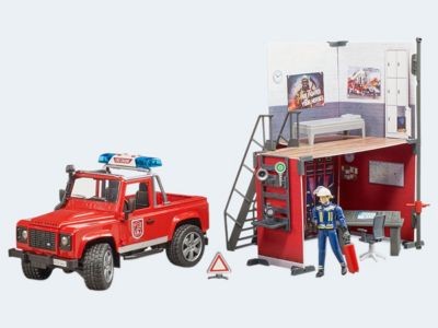 Bruder bworld Feuerwehrstation mit Land Rover Defender und Feuerwehrmann Пожарная часть bworld с Land Rover Defender и пожарным