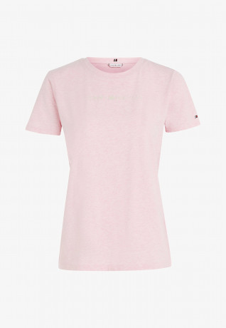 Tommy Hilfiger SIGNATURE FROSTED LOGO Print T-shirt classic pink heather SIGNATURE FROSTED LOGO Футболка с принтом классический розовый вереск