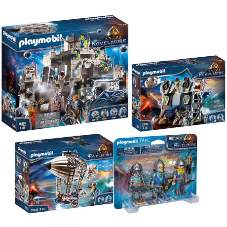 PLAYMOBIL 4er Set: 70220 Grosse Burg von Novelmore + 70391 Novelmore Mobile Katapultfestung + 70642 Novelmore Darios Zeppelin + 70671 3er Set Novelmore Ritter Набор из 4 предметов: 70220 Великий замок Новелмор + 70391 Крепость с мобильной катапультой Нове