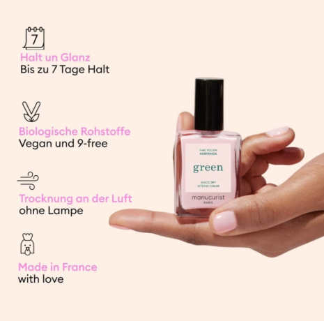 Manucurist Green System Pink (Hortencia) Nail Polish Set, Набор для маникюра 5 средств: обезжириватель, база, топ, цветной лак и сушка, без лампы, стойкость до 7 дней