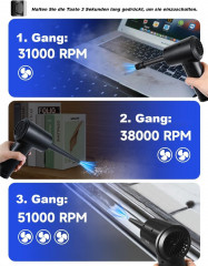 Lannister Lannister Akku-Handstaubsauger Druckluft Staubwedel 6000mAh 51000RPM drei Geschwindigkeitsregelung, LED-Licht eine Taste starten eine Vielzahl von Dusen  Беспроводной ручной пылесос Lannister, тряпка со сжатым воздухом, 6000 мАч, 51000 об/мин, т