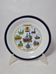 Декоративная тарелка винтажная Winterling Kirchenlamitz с изображением достопримечательностей г. Гамбург, 22 x 4 см, Германия, 1960-70гг.