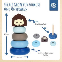 bieco Baby Stapelturm Holz Bausteine Igel 13 cm Motorik Steckspiel ab 1 Steckpyramide Stapelspielzeug Детская сборная башня