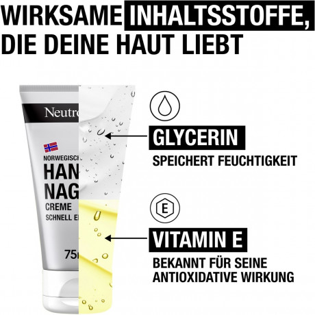 Neutrogena Hand & Nagel Creme, 75 ml, Neutrogena Крем для рук, ногтей и кутикулы с глицерином и витамином E, 75 мл
