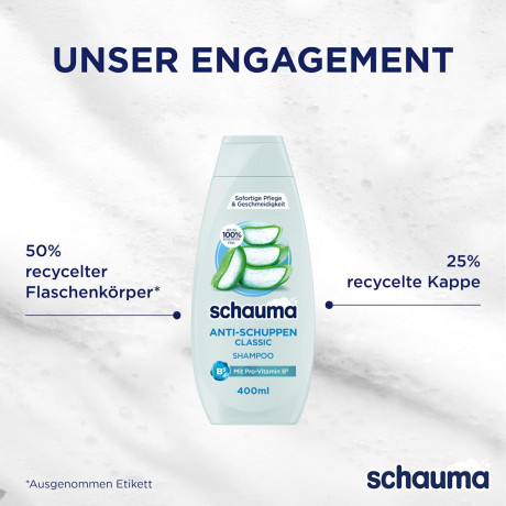 Schauma Shampoo Anti-Schuppen Classic, 400 ml, Schauma шампунь против перхоти Classic с алоэ вера и провитамином B5, 400 мл