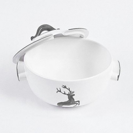 Gmundner Keramik Gmundner Keramik Grauer Hirsch Suppentopf glatt 2 L / h: 18 cm Керамическая кастрюля Gmundner из серого оленя, гладкая, 2 л / высота: 18 см
