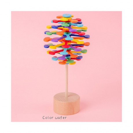 Syntek Spinnspielzeug aus Holz Drehbarer Lollipop aus Holz Вращающаяся деревянная игрушка Вращающийся деревянный леденец