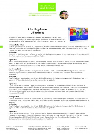 Krauterhaus Sanct Bernhardt A bathing dream Oil bath set,  Санкт Бернхард Набор масел для принятия ванны, 100мл х 6 шт