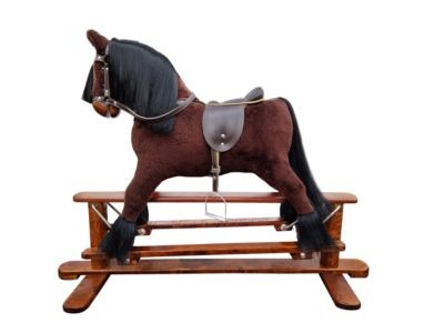 Erst-Holz Klassisches braunes Schaukelpferd mit Wippgestell Классическая коричневая лошадка-качалка с качелями