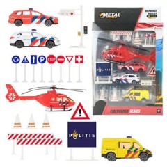 Toi-Toys Krankenwagen Hubschrauber Autos Strassenschilder-Set aus Metal Набор металлических дорожных знаков для вертолета скорой помощи