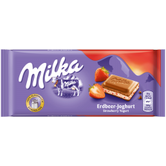 Milka Erdbeer-Joghurt Альпийский молочный шоколад с йогуртовой начинкой и клубникой 100г