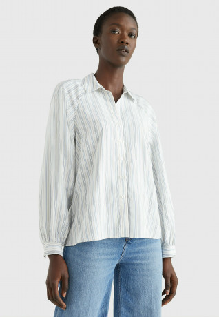 Tommy Hilfiger VERTICAL STRIPE Button-down blouse textured stripe ecru blue VERTICAL STRIPE Блузка на пуговицах фактурная полоса цвета экрю