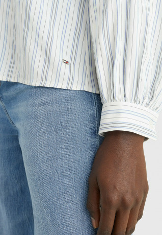 Tommy Hilfiger VERTICAL STRIPE Button-down blouse textured stripe ecru blue VERTICAL STRIPE Блузка на пуговицах фактурная полоса цвета экрю