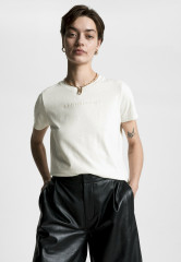 Tommy Hilfiger SIGNATURE FROSTED LOGO Print T-shirt white heather SIGNATURE FROSTED LOGO Футболка с принтом белый вереск