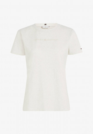 Tommy Hilfiger SIGNATURE FROSTED LOGO Print T-shirt white heather SIGNATURE FROSTED LOGO Футболка с принтом белый вереск