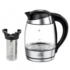 T24 T24 Wasser-/Teekocher Glas Wasserkocher mit Teesieb 1,8L Temperaturwahl 60-100°, 2200 W  Стеклянный чайник для приготовления чая и воды T24 с ситечком для чая, 1,8 л, выбор температуры 60–100°, 2200 Вт