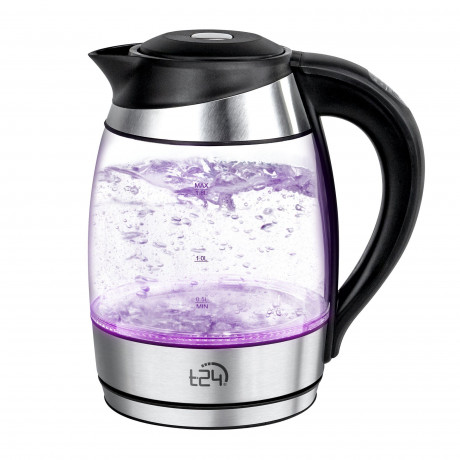 T24 T24 Wasser-/Teekocher Glas Wasserkocher mit Teesieb 1,8L Temperaturwahl 60-100°, 2200 W Стеклянный чайник для приготовления чая и воды T24 с ситечком для чая, 1,8 л, выбор температуры 60–100°, 2200 Вт
