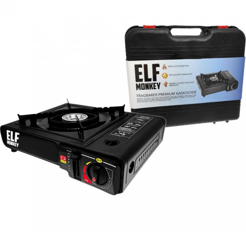 Elfmonkey Elfmonkey Gaskocher Campingkocher, Gaskocher, Gasherd mit Tragekoffer, Camping, Outdoor, (Set)  Газовая плита Elfmonkey, походная плита, газовая плита, газовая плита с чехлом, походная, уличная, (нбор)
