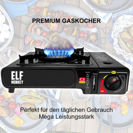 Elfmonkey Elfmonkey Gaskocher Campingkocher, Gaskocher, Gasherd mit Tragekoffer, Camping, Outdoor, (Set)  Газовая плита Elfmonkey, походная плита, газовая плита, газовая плита с чехлом, походная, уличная, (нбор)