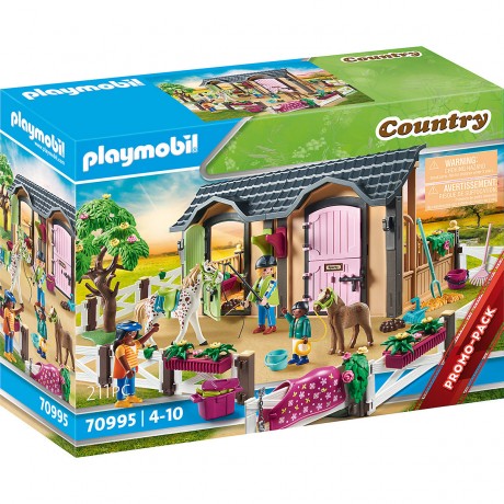 PLAYMOBIL 2er Set: 70995 Reitunterricht mit Pferdeboxen + 70999 Pferdeset 3x Pferde: Friese Набор из 2 штук: 70995 Уроки верховой езды с ящиками для лошадей + 70999 Комплект для лошадей 3 лошади: фризы