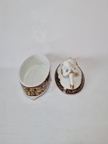 Винтажная Керамическая шкатулка "Балерина" с позолотой и росписью под хохлому, 16смx14см Германия, 1960-70гг.