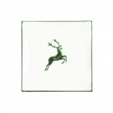 Gmundner Keramik Gmundner Keramik Gruner Hirsch Dessertteller / Fruhstucksteller 20x20x2,6 cm Десертная тарелка Gmundner Ceramics Green Deer / Тарелка для завтрака 20x20x2,6 см