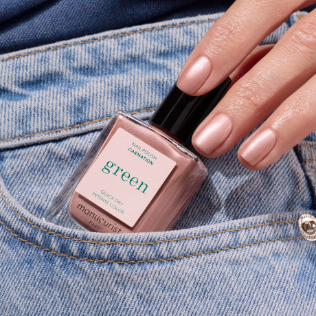 Manucurist Green Nagellack Carnation 15ml, Лак для ногтей Carnation (Франция), стойкое покрытие без сколов, безопасная растительная формула 9 Free, 15мл