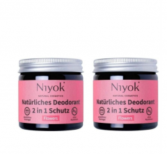Niyok 2in1 Deodorant Flowers 40ml х 2st, Натуральный дезодорант для женщин и мужчин (Германия), крем-дезодорант, защита от запаха и пота без алюминия и спирта, цветочный аромат 40мл х 2шт