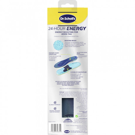 SCHOLL 24 Hour Energy Einlegesohlen Gr. L 40-47,5, 1 St, Шолль Стельки энергия 24 часа, размер 40-47,5, амортизация, 1 пара