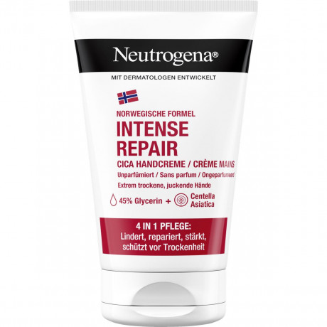 Neutrogena Intense Repair CICA Handcreme, 50 ml, Neutrogena Intense Repair CICA Концентрированный крем для очень сухой и зудящей кожи рук без отдушки, 50 мл