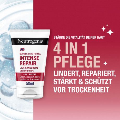 Neutrogena Intense Repair CICA Handcreme, 50 ml, Neutrogena Intense Repair CICA Концентрированный крем для очень сухой и зудящей кожи рук без отдушки, 50 мл
