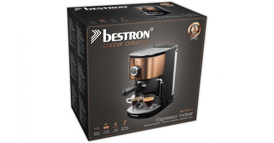 Bestron Bestron AES1000CO, Espressomaschine kupfer/schwarz  kupfer, schwarz Bestron AES1000CO, эспрессо-машина медный/черный