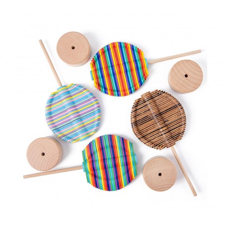 Syntek Spinnspielzeug aus Holz Drehbarer Lollipop aus Holz Вращающаяся деревянная игрушка Вращающийся деревянный леденец