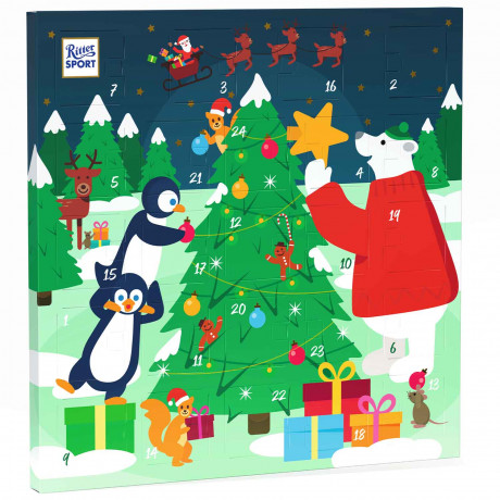 Ritter Sport Quadrat Adventskalender, шоколадный адвент-календарь Ritter Sport, 24 подарка, 8 вкусов, 347 г