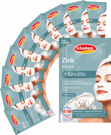 Schaebens Gesichtsmaske Zink, 10 St. x 2 x 5 ml, 100 ml, Кремовая маска с цинком для проблемной кожи, 10 упаковок по 2 × 5 мл, 100 мл