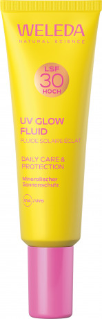 WELEDA UV Glow Fluid LSF 30, 30 ml, Солнцезащитный флюид для лица SPF 30 с маслом моринги и сияющими пигментами, без отдушки, 30 мл