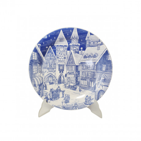 Тарелка декоративная винтажная Ironstone "Рождественский вечер", коллекционная, фарфор, 24 см, Англия, 1960-70гг.