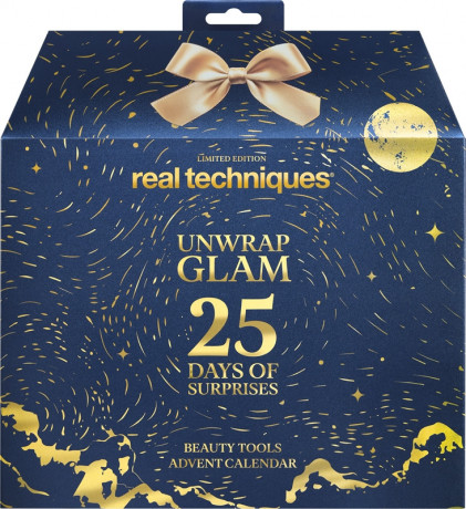 Real Techniques Unwrap Glam Adventskalender 2026, Адвент-календарь 2026 Real Techniques Unwrap Glam на 25 дней с кистями, спонжами и аксессуарами