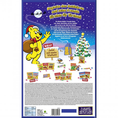 HARIBO Adventskalender 2026 300g x 2stl, 48 Fruchtgummi- und Kaubonbon-Ueberraschungen, HARIBO Адвент-календарь 2026 с мармеладом и жевательными конфетами HARIBO и MAOAM, 48 сюрпризов, 300 г x 2 шт