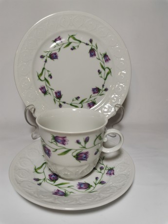 Сервиз чайный винтажный Schirnding Bavaria на 4 персоны, с нежным цветочным декором, 19 предметов, фарфор, Германия, 1960 год.