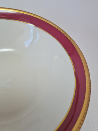 Seltmann Weiden Большое фарфоровое блюдо с бордово-позолоченным ободком, 20,5см x 6,5см, Германия, 1960-70гг.