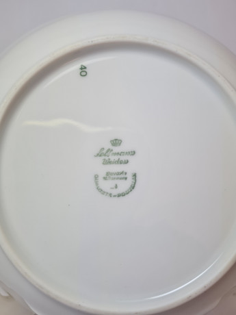 Seltmann Weiden Большое фарфоровое блюдо с бордово-позолоченным ободком, 20,5см x 6,5см, Германия, 1960-70гг.