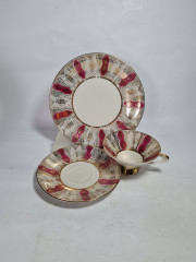 Чайное трио винтажное Bareuther Waldsassen Bavaria / 65 er с розово-золотым декором, фарфор, Германия, 1970-80гг.