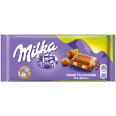 Milka Ganze Haselnusse Альпийский молочный шоколад с лесным орехом 100г