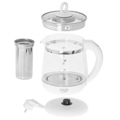 Adler Adler Wasserkocher AD 1299 Glas Wasserkocher 1,5 L 2200 W mit Teesieb und Temperatur-Rege  Чайник Adler AD 1299 стеклянный чайник 1,5 л 2200 Вт с ситечком и регулятором температуры