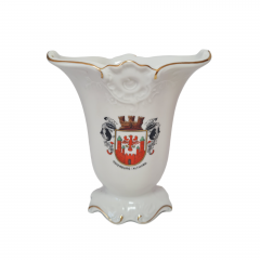 Ваза винтажная "Герб Остербурга, Альтмарк", белый фарфор с позолоченным рельефным краем Plankenhammer, 7,5 x 11,5 x 12 см, Германия, 1960-70гг.