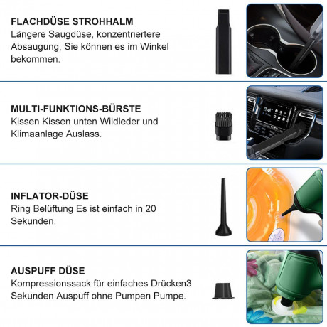 Greensky Greensky Akku-Handstaubsauger 3 IN 1 Handstaubsauger Akku, 9000pa Autostaubsauger Starker Saugkraft, 120 W, beutellos, 4000mah Mini-Handstaubsauger fur Auto, Zuhause, Buro, Tierhaare Беспроводной ручной пылесос Greensky, аккумулятор для ручного